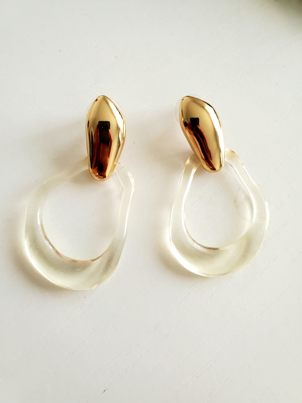 Penningtons Gold Tone & Clear Loop Drop Earrings